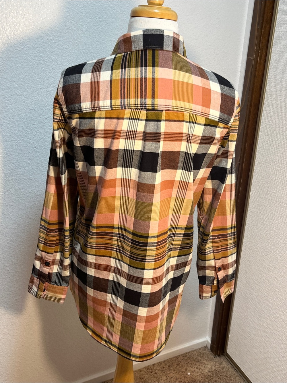 Madewell Plaid Flannel Button Down Shirt M Brown Pink Olive Fall NWOT - Picture 5 of 10